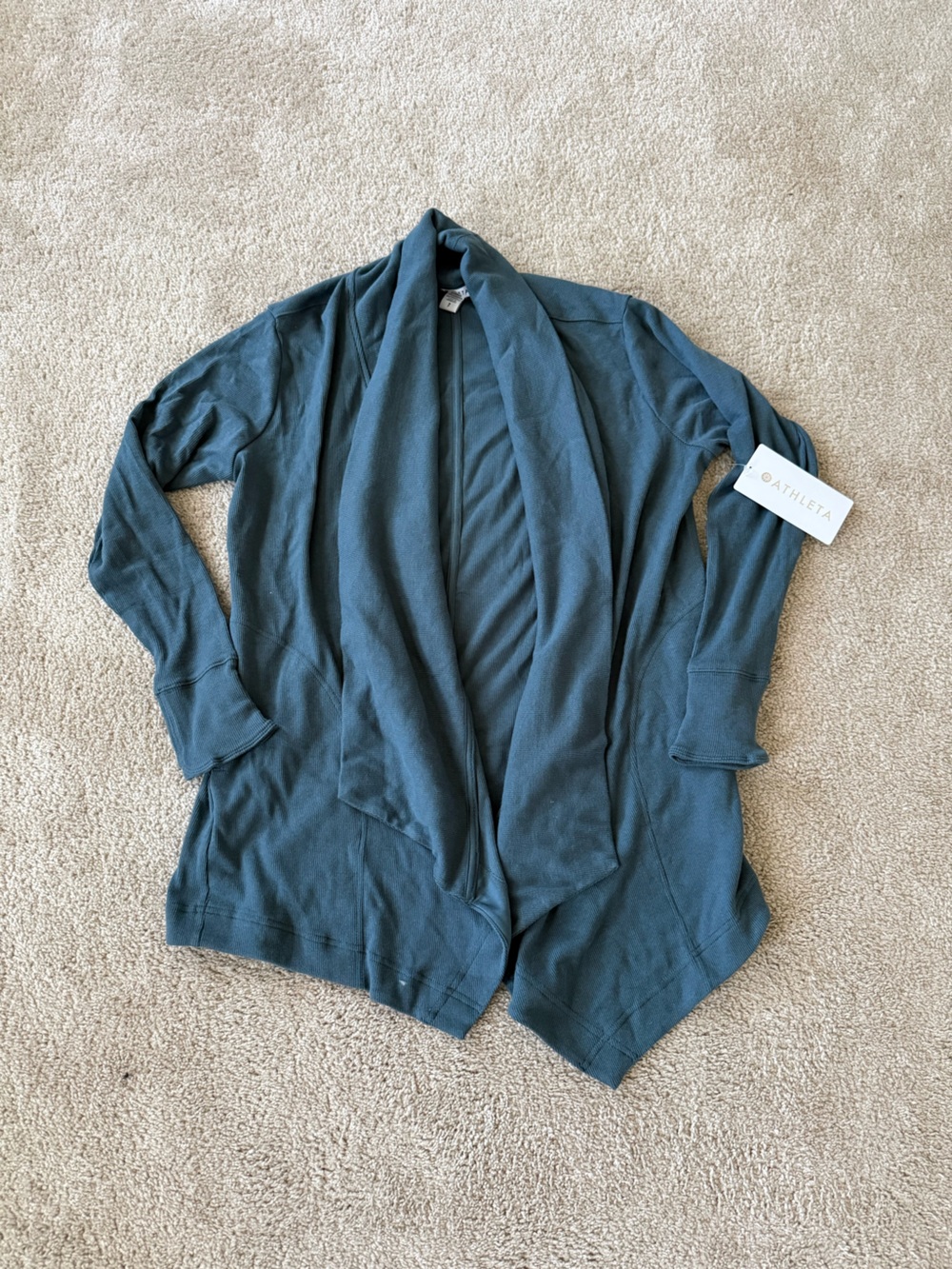 Athleta Teal Open Draped Cardigan